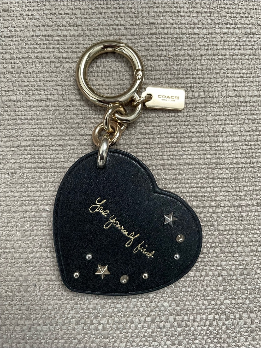Coach Selena Gomez Heart Bag Charm black with rivets